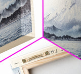 Mount Fuji Travel Art Framed Canvas Print, COUNTRY Wall Decor, Home Decor, Travel Poster, Vintage Wall Art, Watercolor Painting