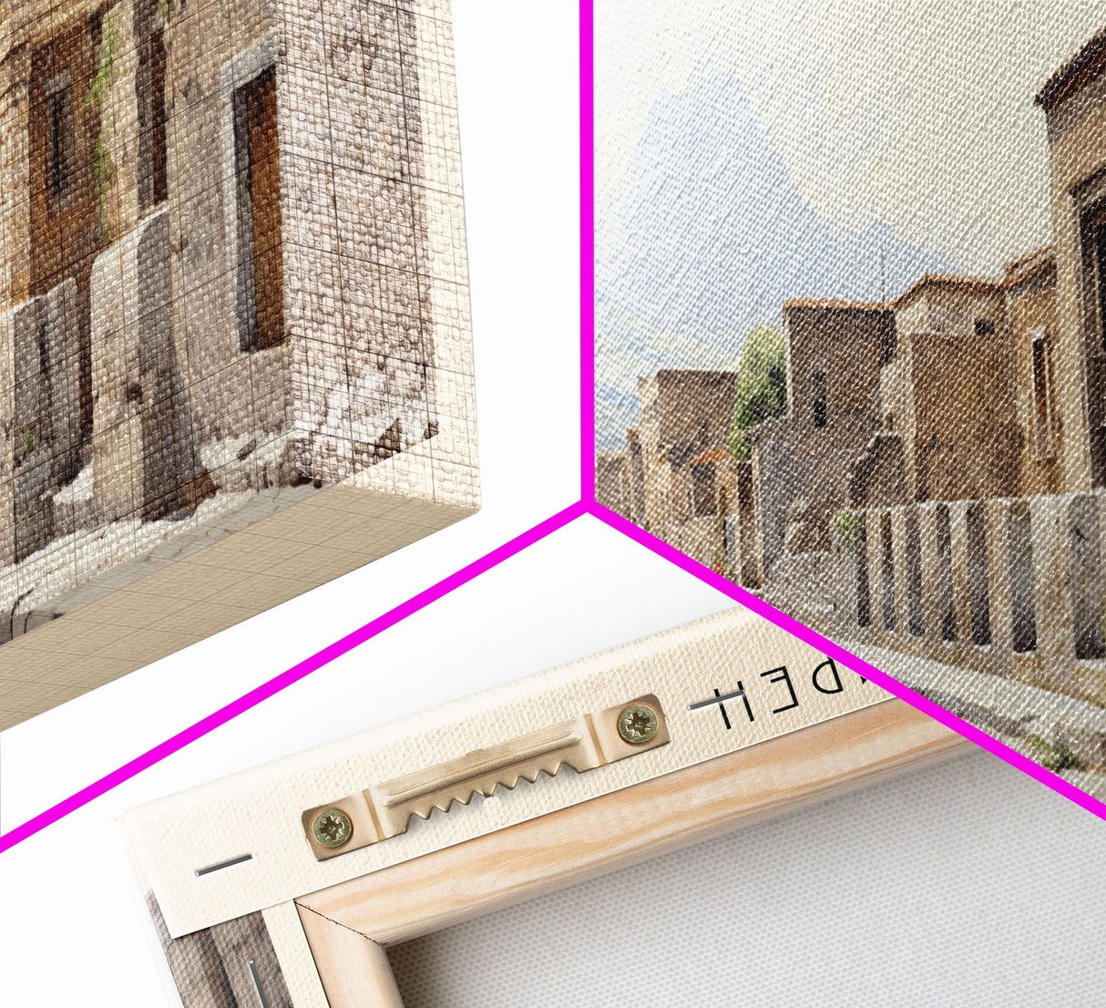 Pompeii Travel Art Framed Canvas Print, COUNTRY Wall Decor, Home Decor, Travel Poster, Vintage Wall Art, Watercolor Painting