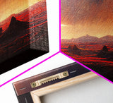 Scifi canvas print, Alien world with 3 moons, spooky print, creepy art, science fiction art