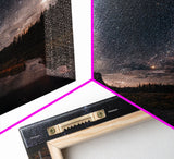 Cool Wall Art Landscape Mountains Nature Painting Prints Minimalist Modern Home Artwork Decoration Night Sky With Stars, Framed Canvas Print