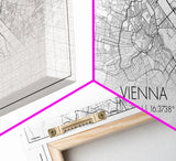 Vienna City Map, Austria Art, Map Print, Modern Wall Art, Wall Art, Canvas Art, European Wall Art, Unique Wall Décor, Home Office Art