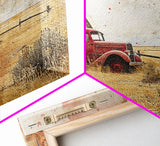 Rusty Old Truck On The Farm Framed Canvas Print, Primitive Home Decor, Art, Kitchen Decor, Living Room Decor