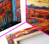 Mid Centry Modern Pop Art Style Desert Landscape Painting Canvas Print, Retro Style Wall Art, Home Decor, Desert Wall Art, Arizona Art