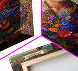 Handsome Cowboy with Wildflowers - Framed Canvas Print, Western Living Room Art, Rustic Bedroom Decor, Cowboy Art, Wall Art