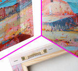 Rustic Pastel Barn in Countryside Landscape - Framed Canvas Print, Farmhouse Decor, Country Art for Living Room, Rustic Wall Art for Home