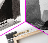 Framed Canvas Print of Cowboys Riding through Canyon, Western Wall Art for Living Room or Bedroom, Unique Home Decor