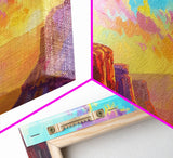 Cowboy on Horse Under Vibrant Sky, Farmhouse Style Framed Canvas Print for Bedroom Wall Art, Rustic Home Decor, Western Scenic Art