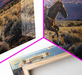 Cowgirl Galloping Across Desert Landscape, Vibrant Framed Canvas Print, Perfect for Living Room Art, Western Bedroom Decor, Desert Wall Art