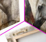 Spotted and Dark Horses, Framed Canvas Print for Rustic Living Room Decor, Equine Art for Home and Bedroom Decoration