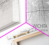 Wichita City Map, Kansas Art, Map Print, Modern Wall Art, Wall Art, Canvas Art, Best Friend Gifts, College Dorm Décor, Modern House Art