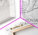 Winston Salem City Map, North Carolina Art, Map Print, Modern Wall Art, Wall Art, Canvas Art, Modern Office Art, Room Décor For Teens