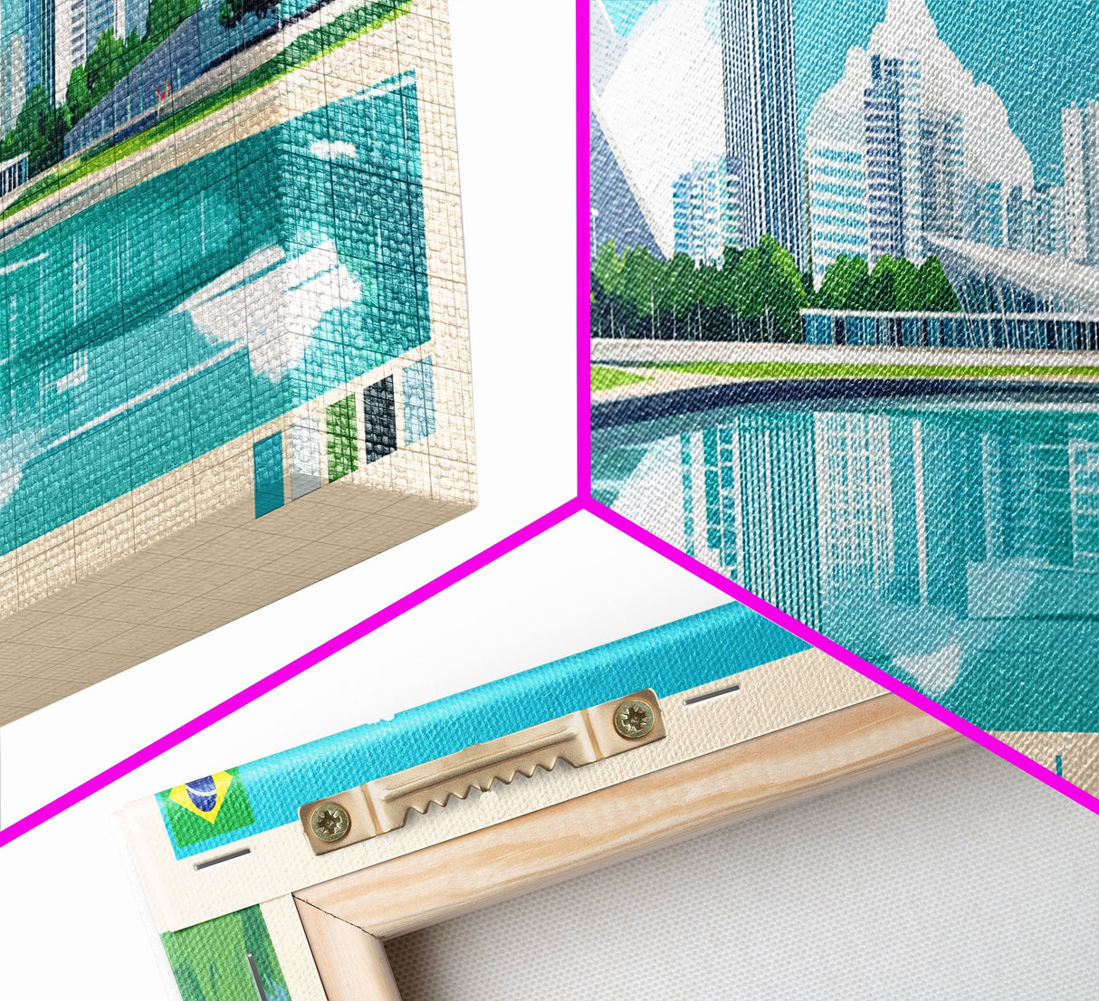 Brasilia, Brazil Panoramic Travel Poster Canvas Print, Brasilia, Brazil Painting, Brazil Art, Brasilia Panoramic Travel Art, Travel Painting