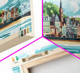 Bray, Ireland Panoramic Travel Poster Canvas Print, Bray, Ireland Painting, Ireland Art, Bray Travel Art, Guest Room Painting