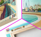 Brighton and Hove, England Travel Poster Panoramic Canvas Print, Brighton and Hove, England Painting, England Art, Brighton and Hove Travel Art, Guest Room Painting