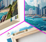 Busan, South Korea Travel Poster Panoramic Canvas Print, Busan, South Korea Painting, South Korea Art, Busan Travel Art, Guest Room Painting
