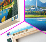 Canberra, Australia Panoramic Travel Poster Canvas Print, Canberra, Australia Painting, Australia Art, Canberra Travel Art, Guest Room Painting