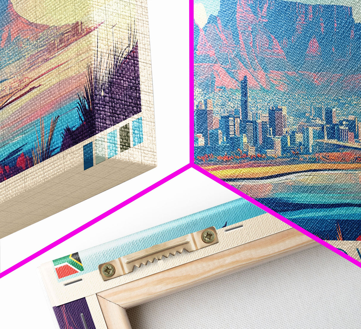 Cape Town, South Africa Panoramic Travel Poster Canvas Print, Cape Town, South Africa Painting, South Africa Art, Cape Town Travel Art, Guest Room Painting