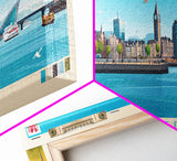 Cardiff, Wales Travel Poster Panoramic Canvas Print, Cardiff, Wales Painting, Wales Art, Cardiff Travel Art, Guest Room Painting