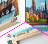 Carlisle, England Travel Poster Panoramic Canvas Print, Carlisle, England Painting, England Art, Carlisle Travel Art, Guest Room Painting