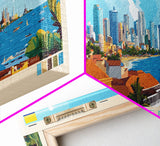 Cartagena, Colombia Panoramic Travel Poster Canvas Print, Cartagena, Colombia Painting, Colombia Art, Cartagena Travel Art, Guest Room Painting