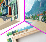 Contagem, Brazil Panoramic Travel Poster Canvas Print, Contagem, Brazil Painting, Brazil Art, Contagem Travel Art, Guest Room Painting