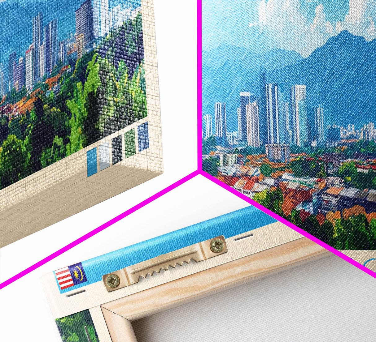 Kajang, Malaysia Panoramic Travel Poster Canvas Print, Kajang, Malaysia Painting, Malaysia Art, Kajang Panoramic Travel Art, Travel Painting