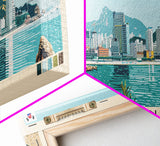 Busan, South Korea Panoramic Canvas Print, Busan, South Korea Painting, South Korea Art, Busan Travel Poster, Travel Art, Guest Room Painting