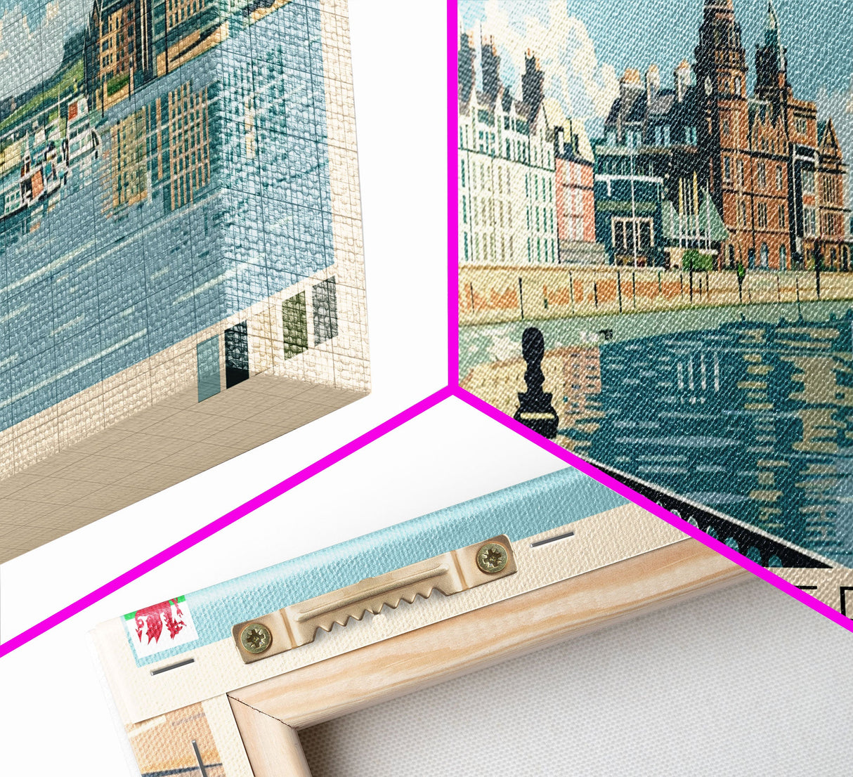 Cardiff, Wales Panoramic Canvas Print, Cardiff, Wales Painting, Wales Art, Cardiff Travel Poster, Travel Art, Guest Room Painting