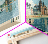 Cardiff, Wales Panoramic Canvas Print, Cardiff, Wales Painting, Wales Art, Cardiff Travel Poster, Travel Art, Guest Room Painting