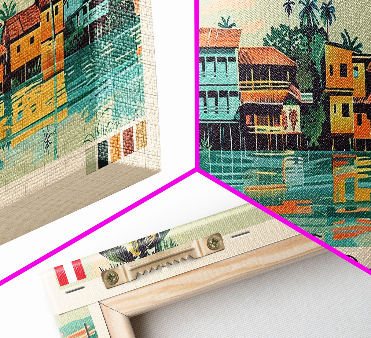 Iquitos, Peru Panoramic Canvas Print, Iquitos, Peru Painting, Peru Art, Iquitos Travel Poster, Travel Art, Living Room Painting