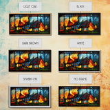 Stained Glass Cottage On Fire, Canvas print, negative art, house on fire depicted in stain glass, cool wall art