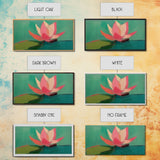 Pink Water Lily Wall Art, Pink Flower, Nature Wall Decor, Oil Painting, Panoramic Wall Decor, Canvas Print, Wall Art, Framed Canvas Art