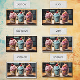 Ice Cream Shop Decor, Framed Canvas Print, Cute Nursery Decor, Retro Ice Cream Parlor Wall Art