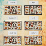 Happy Fall Y'all Typography Art, Modern Farmhouse Wall Decor, Dining Room Wall Sign Kitchen Decor Large Framed Canvas Print, Fall Wall Art