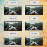 Flowing River wall decor, ready to hang canvas print wall art, blue river cabin art, lake house art