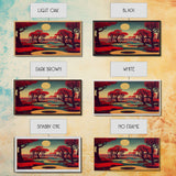 Psychedelic Crimson Red Cherry Blossom Trees, Ready To Hang Canvas Print, Framed Wall Art