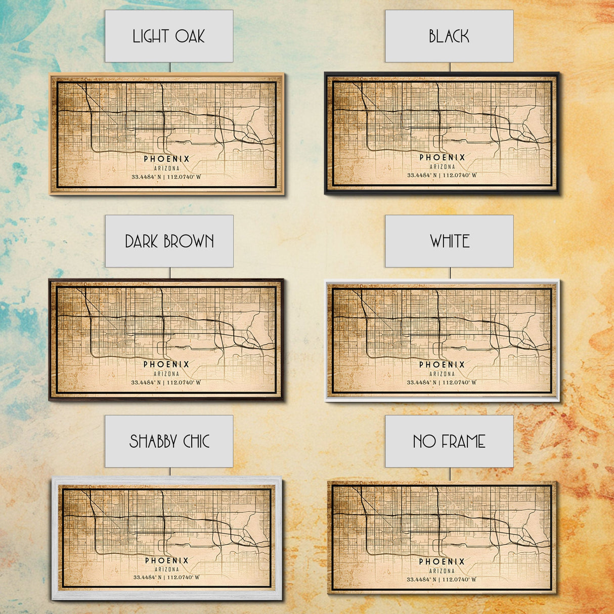 Phoenix Arizona Street Map, Framed Canvas Art, Arizona United States Road Map Wall Art, Office Wall Art, Wall Decor for Office