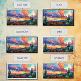 Radiant Desert Pathway with Sunset Glow, Framed Canvas Print for Living Room Art, Perfect for Boho and Southwestern Decor