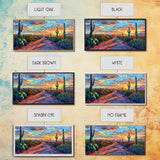 Majestic Desert Sunset Over Mountains, Framed Canvas Print for Bedroom Art, Ideal for Southwestern and Boho Decor