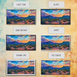 Monument Valley Sunset with Tall Cacti, Framed Canvas Print for Living Room Art, Perfect for Boho and Southwestern Decor
