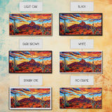 Serene Desert Sunset with Water Reflection, Framed Canvas Print for Bedroom Art, Ideal for Boho and Southwestern Decor