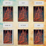 Gothic Red Eerie Castle Fine Art Print, Wall Poster, Wall Art Print