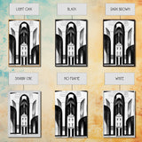Art Deco Black And White Art Print, Art Deco Architecture, Framed Canvas Print, Ready To Hang Framed Wall Art, Living Room Wall Hanging