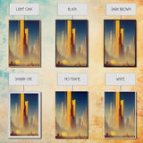 Huge Cyberpunk Desert Metropolis, Video game concept art, Framed Canvas Print, Ready To Hang Framed Wall Art, Living Room Decor