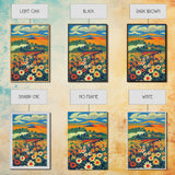 Surrealist field of daisy flowers, daisies, psychedelic art, Framed Canvas Print, Ready To Hang Framed Wall Art