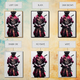 Portrait of a Cyberpunk Samurai with Cybernetic augments, Framed Canvas Print, Ready To Hang Framed Wall Art