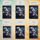 Jammin' in space, astronaut playing the guitar, framed canvas print