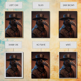 Crow wearing a plague doctor mask, poster art, cool spooky fine art poster print