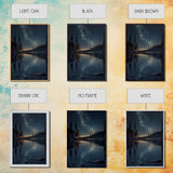 Landscape River Lake Water Night Sky Stars Trees Fine Art Print, Wall Decor, Wall Poster, Wall Art Print