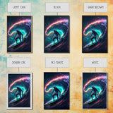 Astronaut surfing the stars, Cosmic Surfer, Galaxy Art, framed canvas print, unique colorful wall art